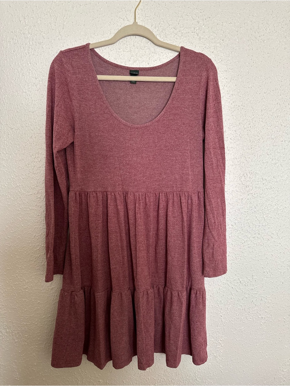 wild fable Long Sleeve Tiered Scoop Dress in Dusty Rose